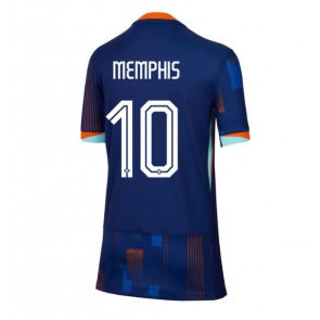 Nederländerna Memphis Depay #10 Bortatröja Kvinnor EM 2024 Kortärmad